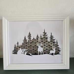 Cadre "Cerfs" en cartouches